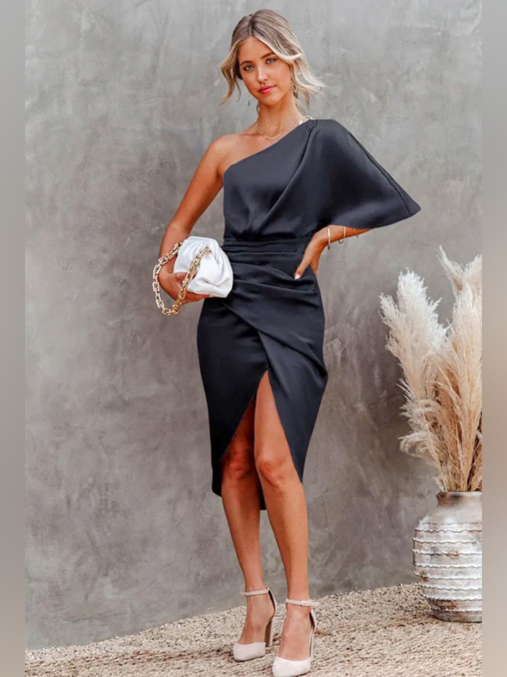 Cupshe Evonne Navy One-Shoulder Dress NWT — Small